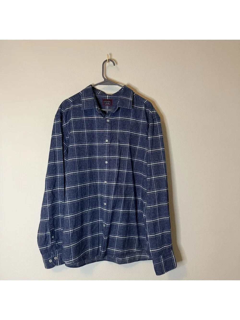 UNTUCKit Brigue Men’s XXL Blue Plaid 100% Cotton Button Front Shirt
